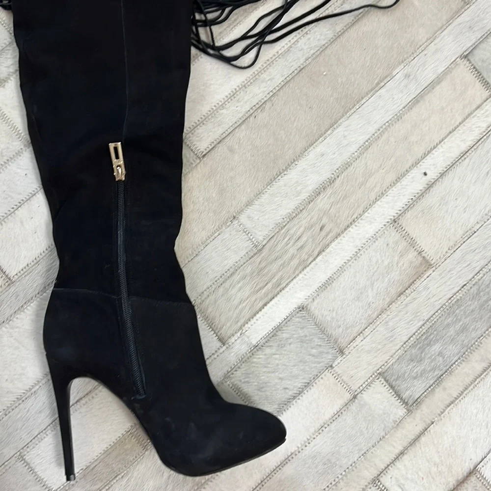 Schutz woman’s fringe /suede leather knee high boots - Picture 7 of 11